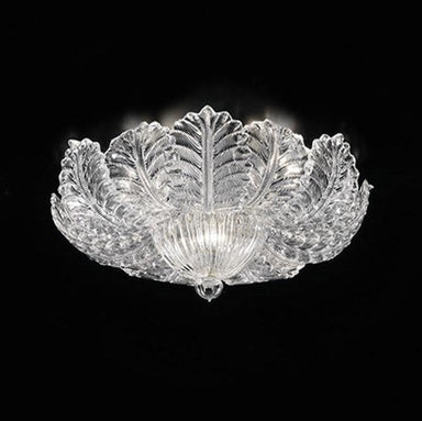 Hand-Blown Clear Murano Glass Flush Ceiling Lamp