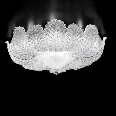 Hand-Blown Clear Murano Glass Flush Ceiling Lamp