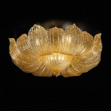 Clear Hand-Blown Small Venetian Glass Ceiling Lamp