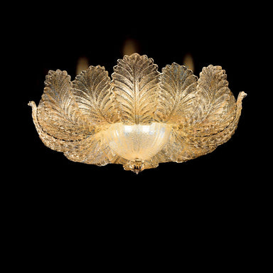 Hand-Blown Classic Amber Murano Glass Ceiling Lamp