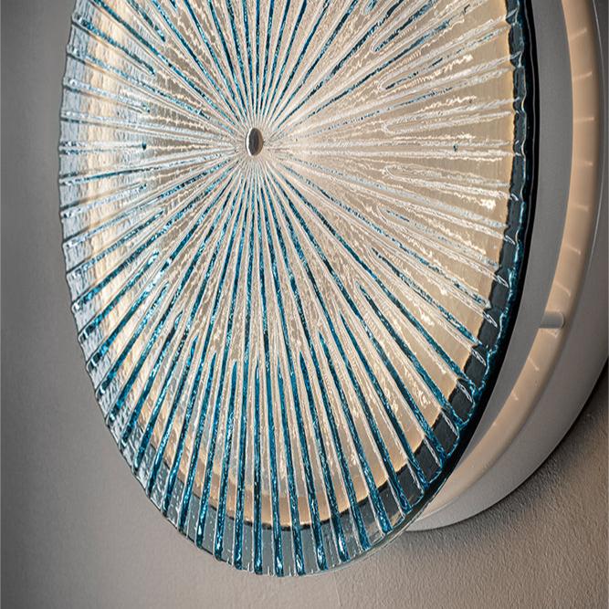 Hand-Blown modern large flush fitting ceiling or wall lamp with Murano Glass