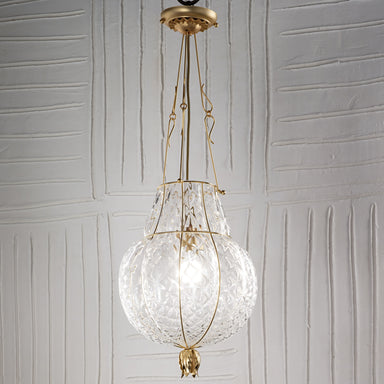 Classic Murano Balloton Glass Ceiling Lantern With Gold Wire Frame