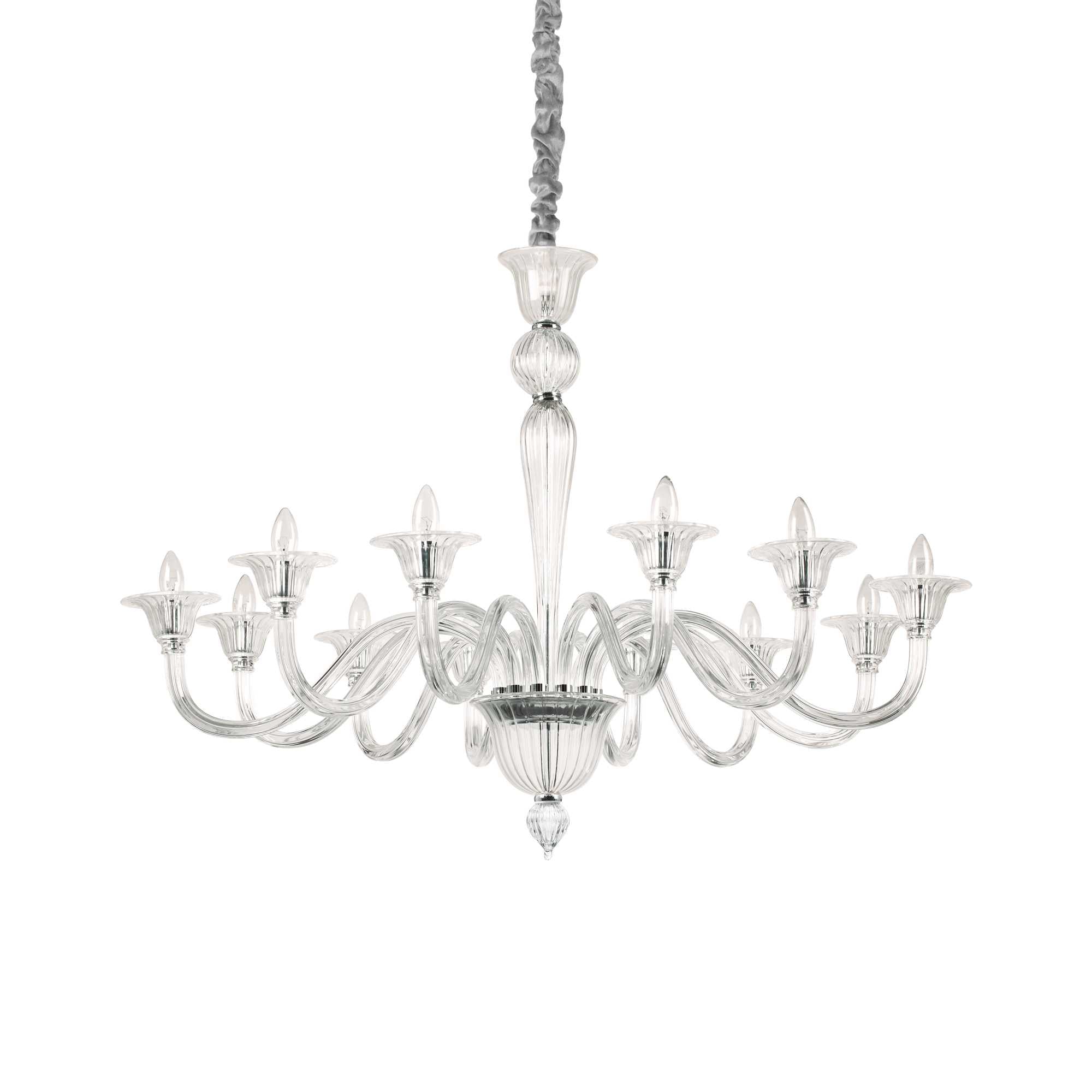 12 Light Clear Glass Ideal Lux Chandelier