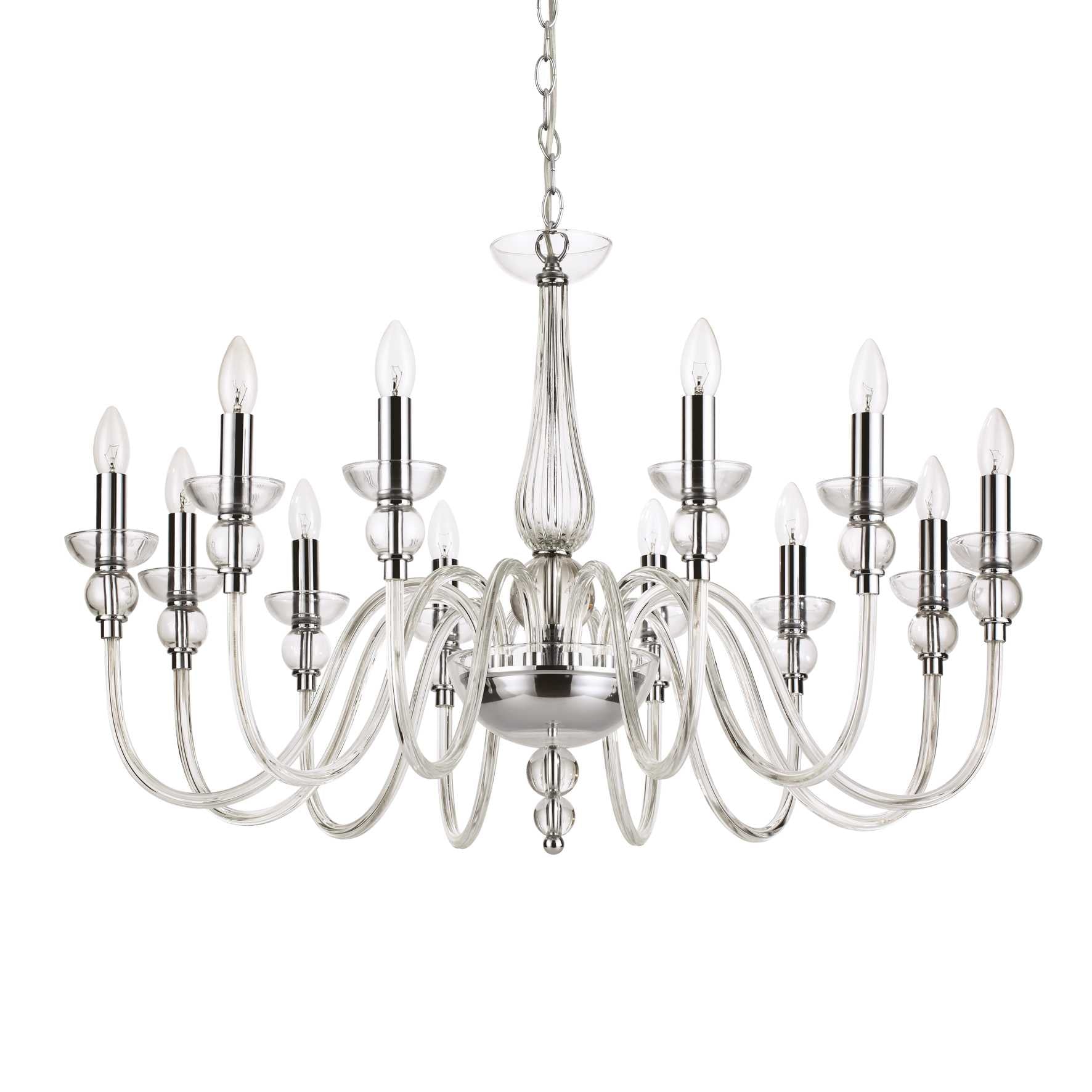 Mid Century 12 Light Glass Ideal Lux Chandelier