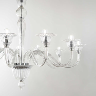 Mid Century 12 Light Clear Glass Chandelier