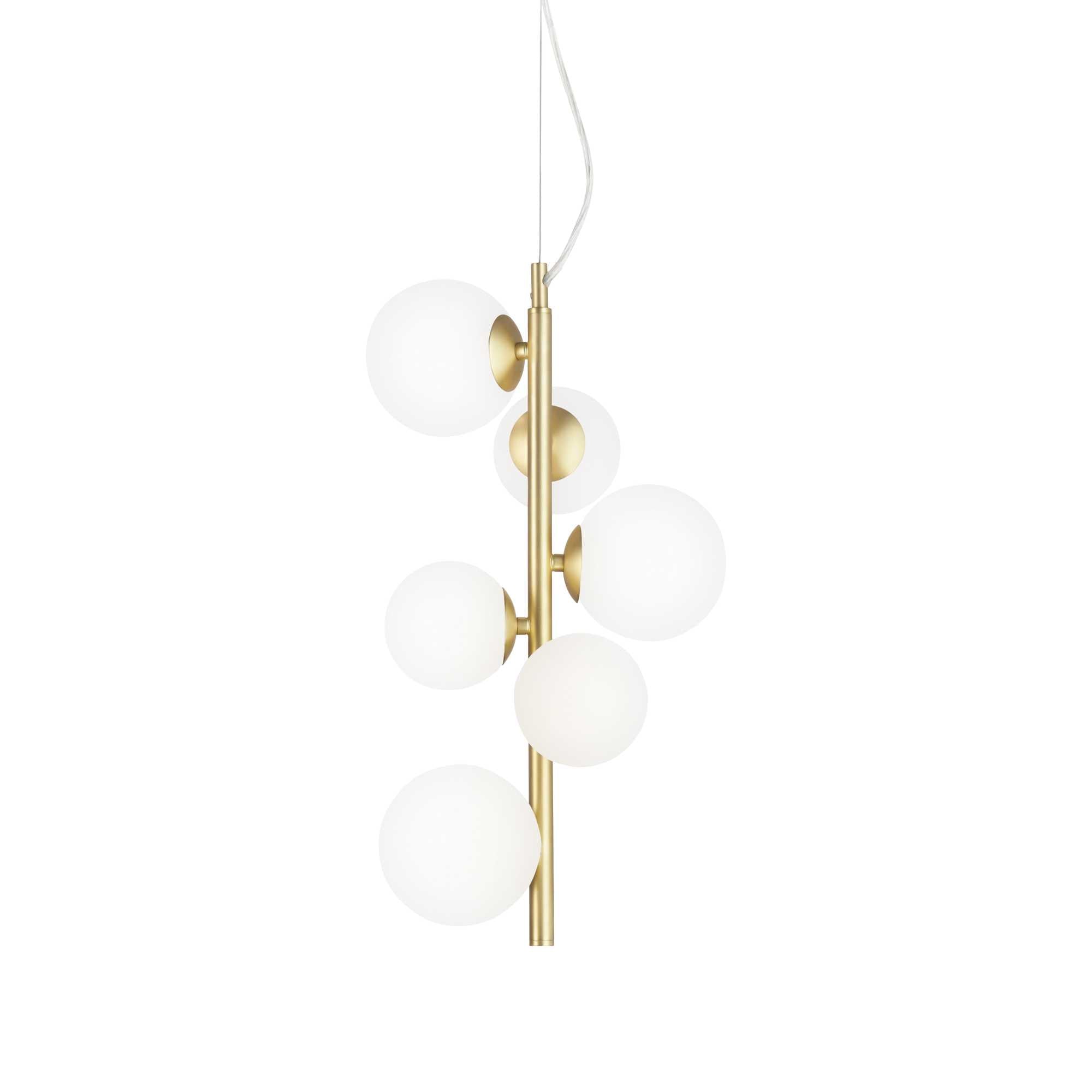 brass and white 6 light ceiling pendant