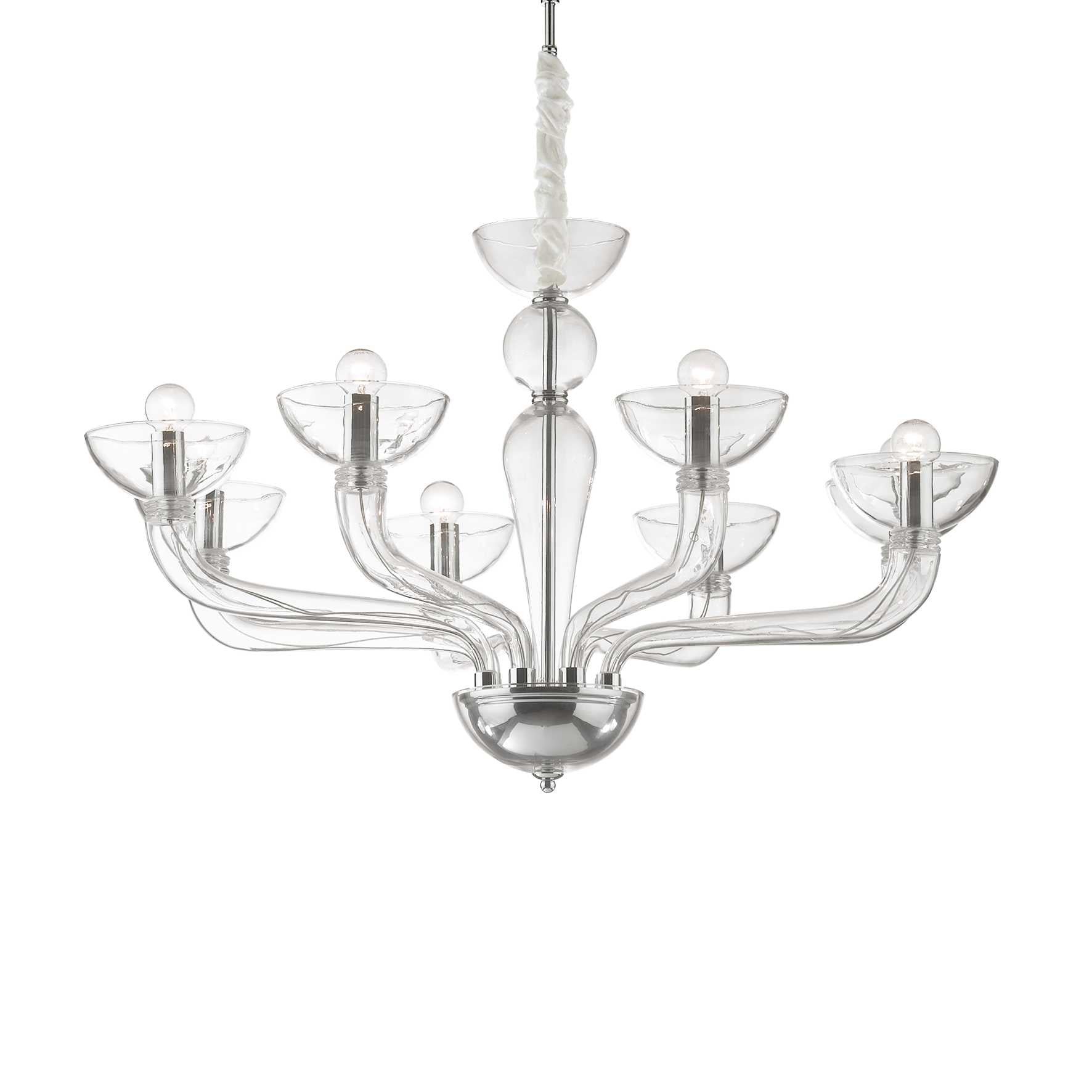 Clear Ideal Lux 8 Light Glass Chandelier 