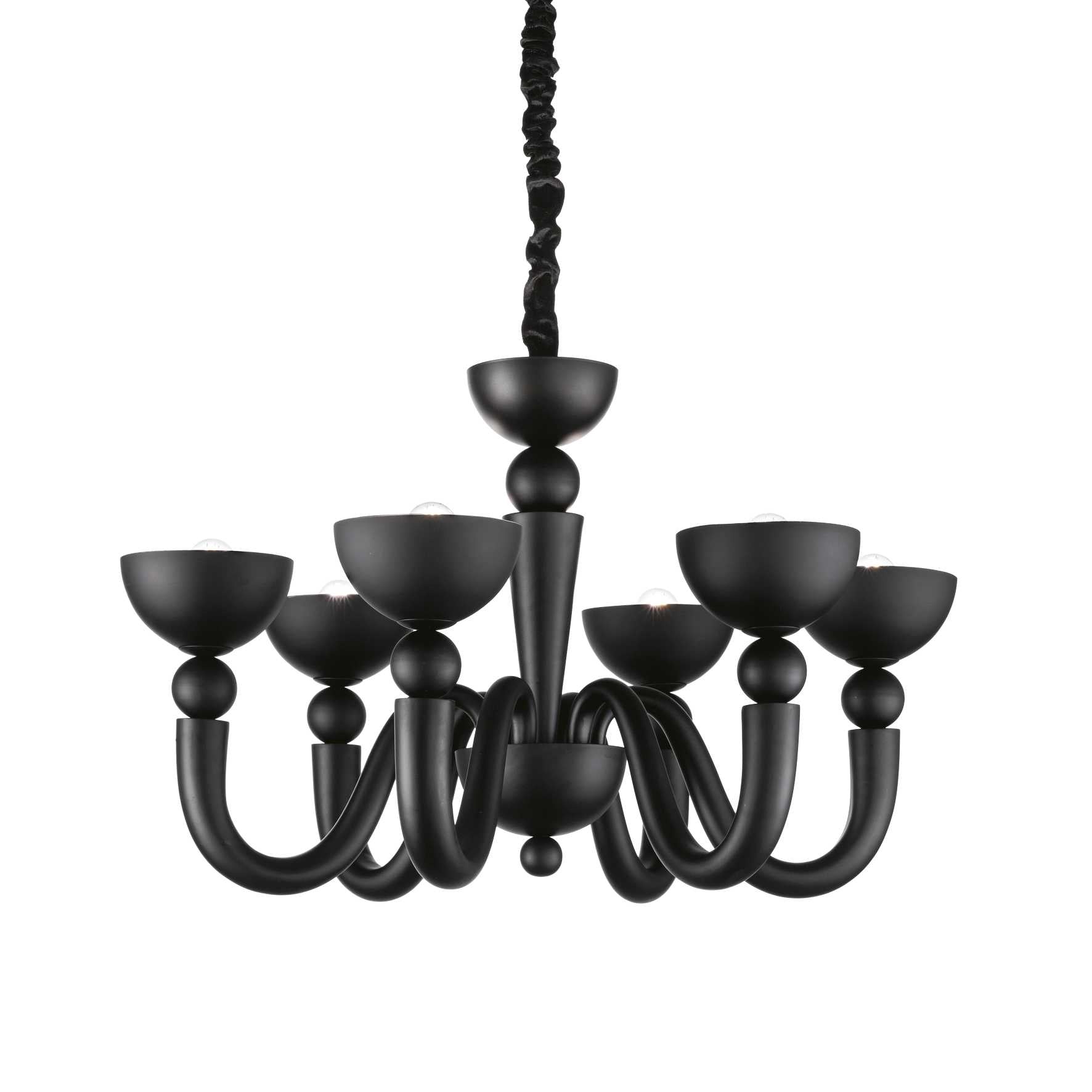 Minimal black 8 light metal Ideal Lux chandelier