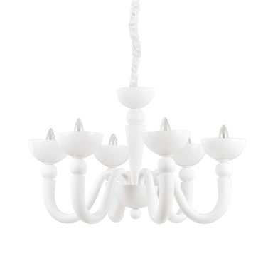 Minimal White 6 Light Metal Chandelier