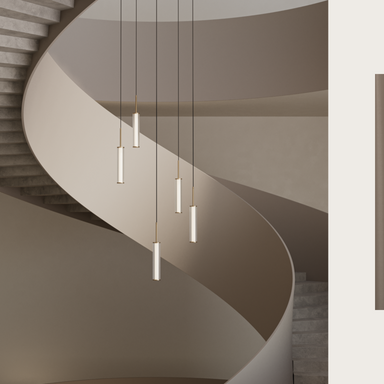 Contemporary Metal and Ribbed Glass Ceiling Pendant