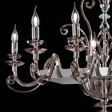 Elegant Smoke Glass Dining Table Chandelier With Chrome Frame