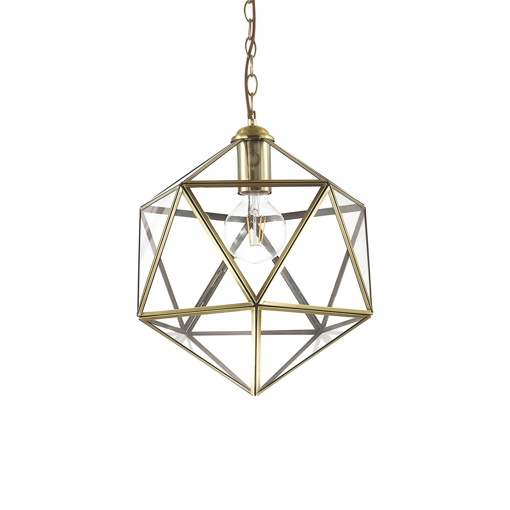 Modern 50cm Antique Brass Caged Pendant