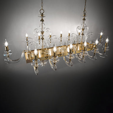 Modern Clear Italian Glass Dining Table Chandelier With Crystal Bobeche