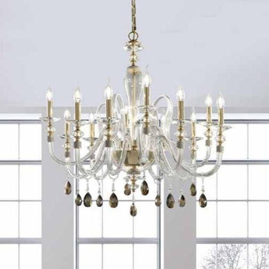 Modern Italian Glass 12 Arm Chandelier With Bronze Crystals