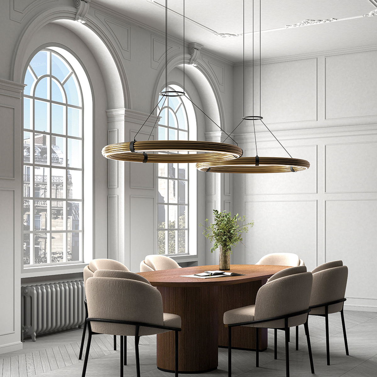 Modern aged gold metal ring ceiling pendant