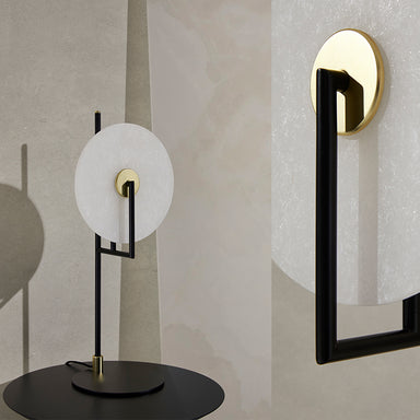 Modern Black Steel and Glass Side Lamp