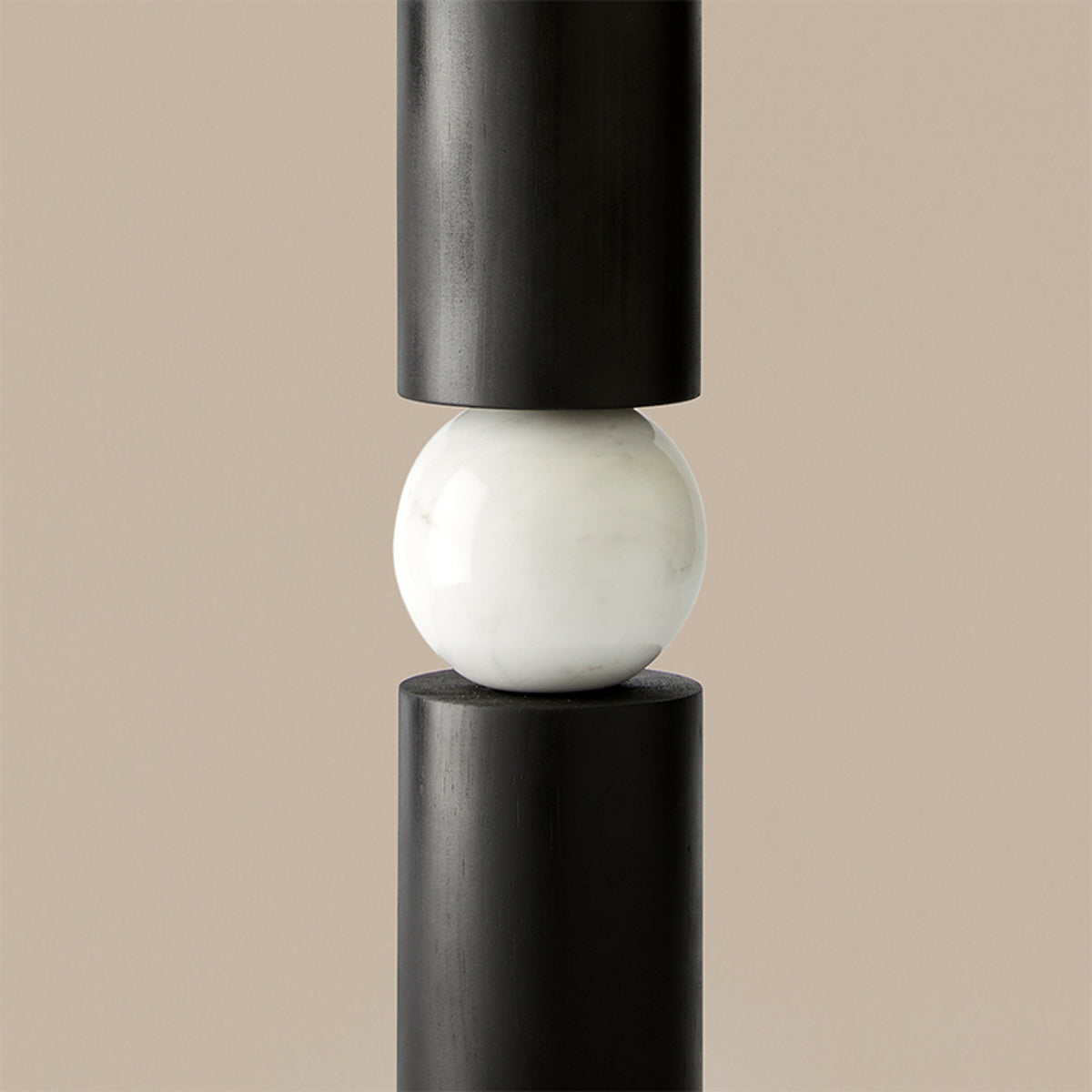 Modern black wood and white marble table lamp