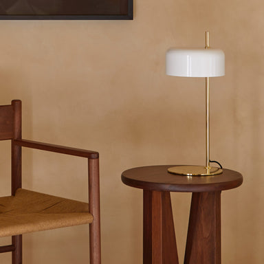 Minimalist Gold Metal Table Lamp with White Shade