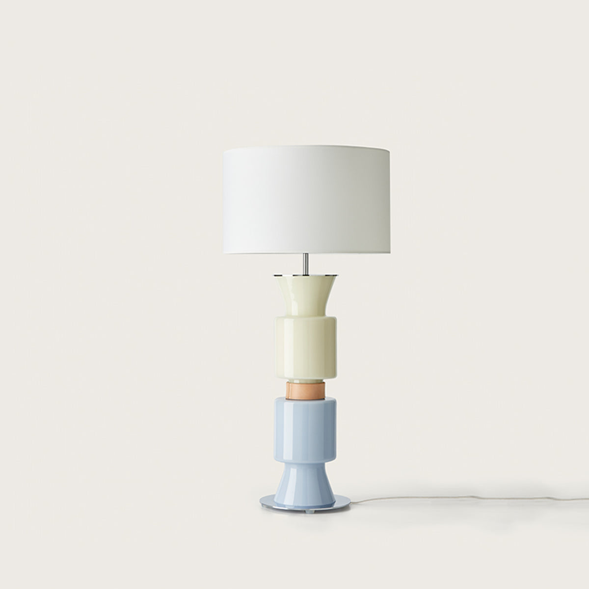 Modern three colour ceramic table lamp and shade