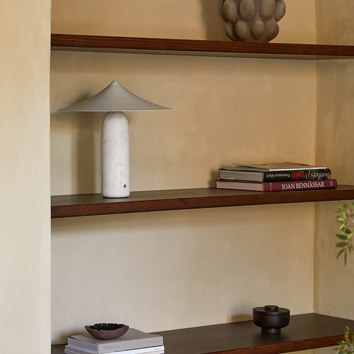 Modern white marble and white steel table light