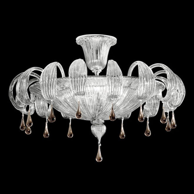 Hand-blown Venetian Ceiling Lamp With Glass Drops