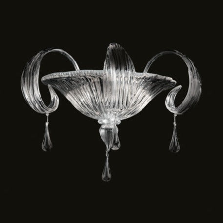 Hand-blown Venetian Ceiling Lamp With Glass Drops