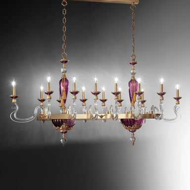 Neoclassical Pink Glass Dining Table Chandelier