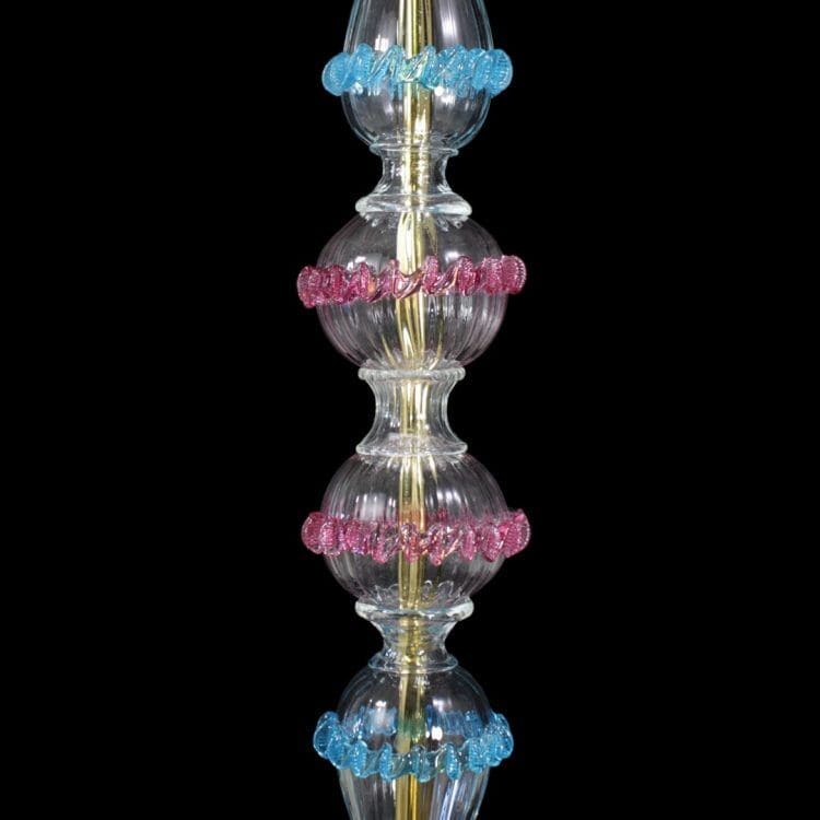 5 Lights Floor Lamp in Venetian Crystal with Ruby and Polychrome Finish