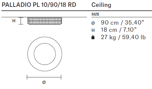 Masiero Palladio - Round Pendant or Flush Fittings