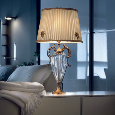 Gold And Clear Glass Table Lamp With Decorative Shade - in two sizes