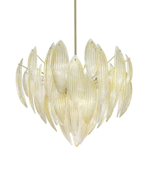 White 70S Style Gold And Silver Murano Glass Flush Ceiling Light