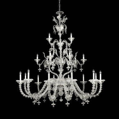 21 Light Rezzonico Chandelier with 3 Tiers in Murano Crystal Glass