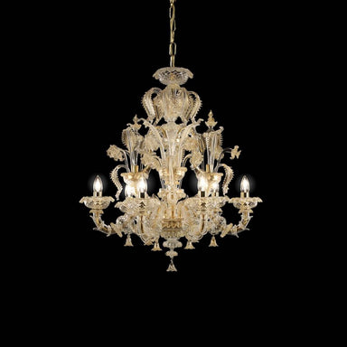 Rezzonico Style 6 Light Chandelier with Decorative Leaf Crest