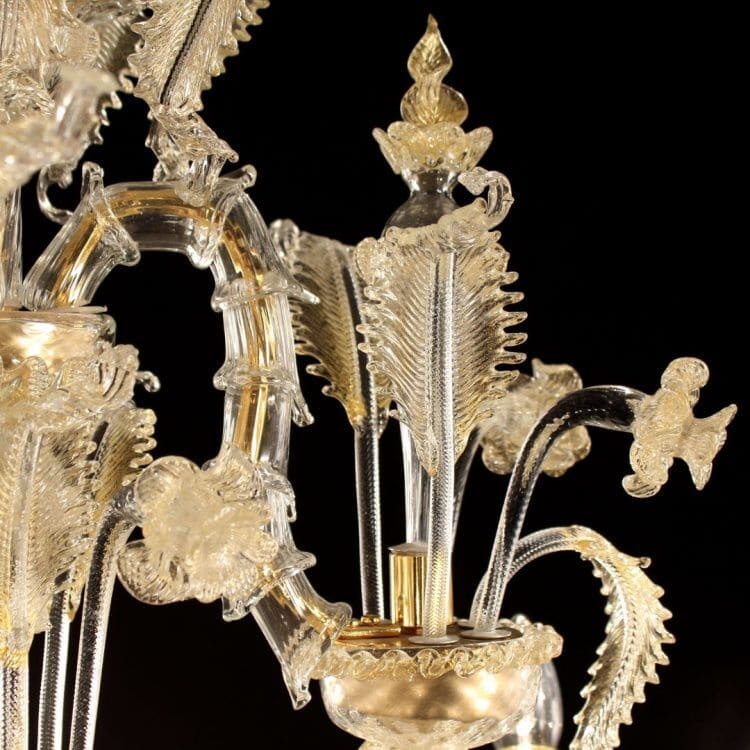 Rezzonico Style 6 Lights Chandelier with Decorative Leaf Crest