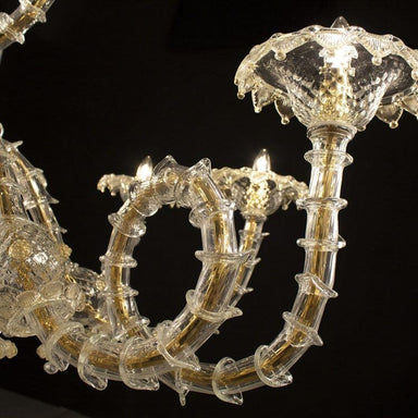 Oval 10 Light Crystal and Gold Murano Glass Chandelier