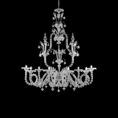 Barchetta Rezzonico 10 Light Clear Chandelier in Murano Glass