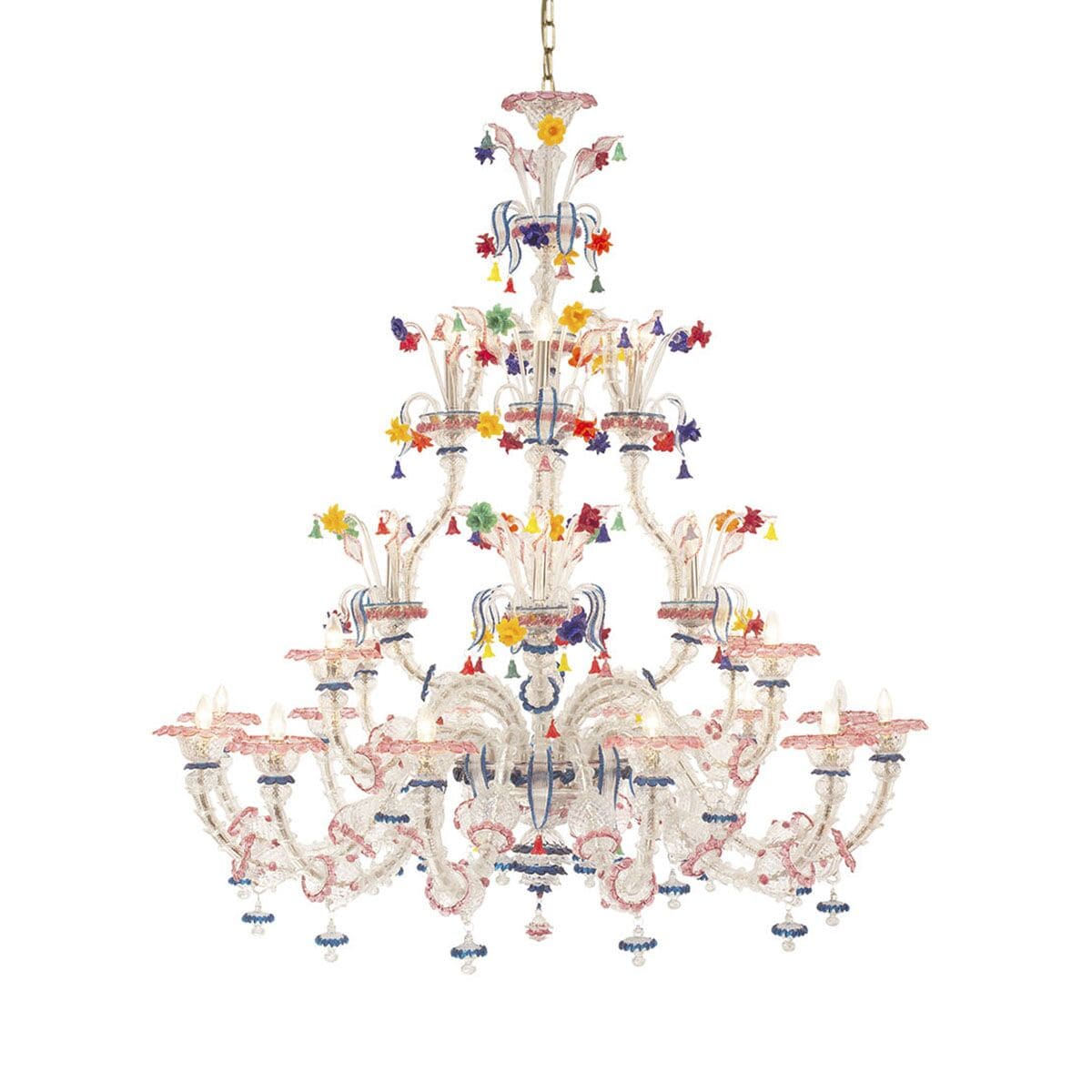 12+4+4 Lights Rezzonico Chandelier with Polychrome Flowers