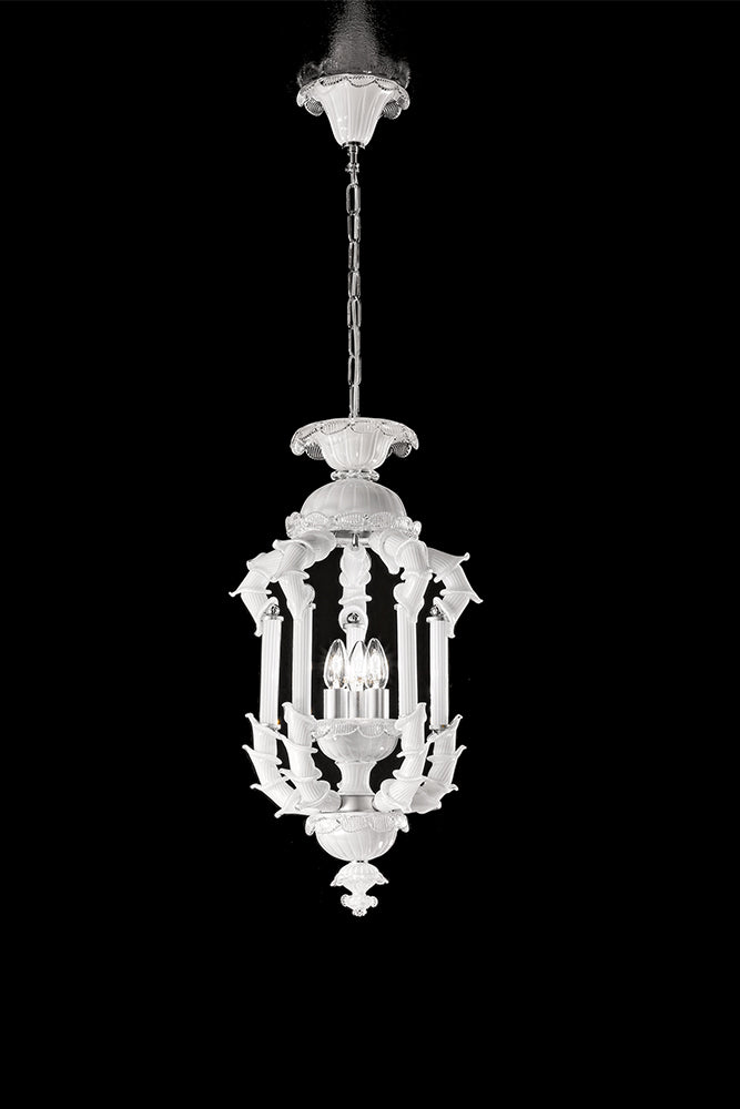Handcrafted Ornamental Antique Fine Italian Chandelier With Three Lights And Murano Glass