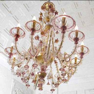 Handcrafted Fine Italian Rezzonico Chandelier With Twelve Lights