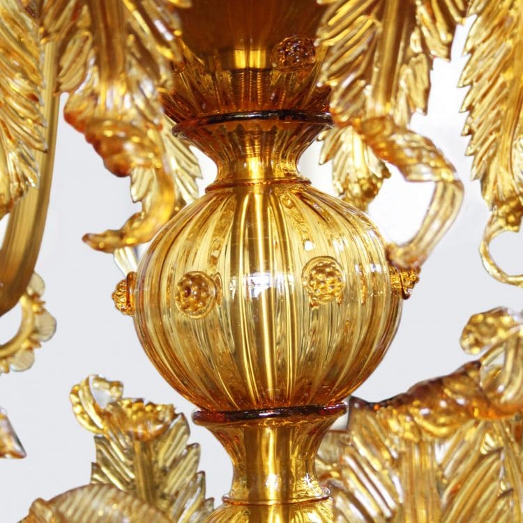 Triple-Tier Amber Glass Chandelier with 42 Lights — Italian Lighting
