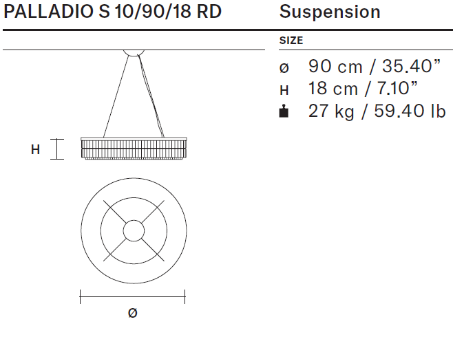 Masiero Palladio - Round Pendant or Flush Fittings