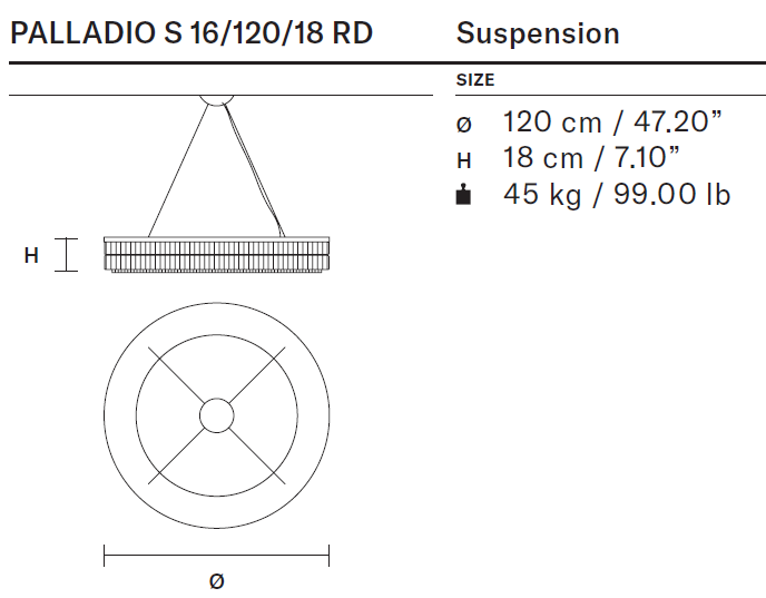 Masiero Palladio - Round Pendant or Flush Fittings