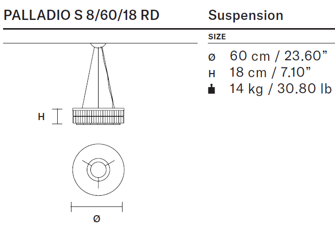 Masiero Palladio - Round Pendant or Flush Fittings