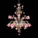 Artistic Glass Chandelier 6+3 Lights with Floral Pink Glass Elements