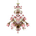 6+3 Light Handblown Glass Chandelier with Floral Details