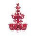 12+6 Lights Elegant Multi-Tier Chandelier in Red Murano Glass