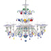 12 Lights Rezzonico Chandelier with Blue Trim and Floral Details