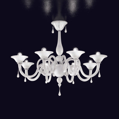 Handcrafted Contemporary Fine Italian Ceiling Pendant Chandelier With Five Shades And Murano Glass