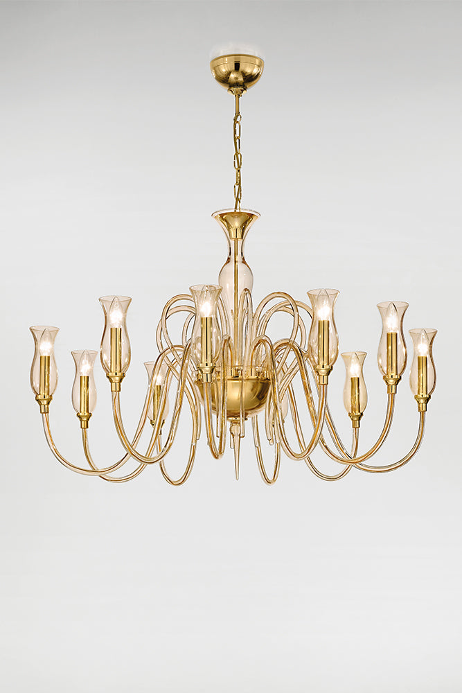 Handcrafted Contemporary Fine Italian Chandelier With Eight Lights And Murano Glass