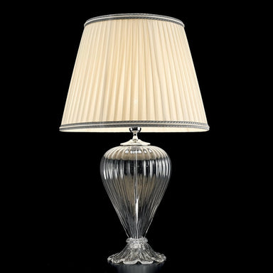 Handcrafted Modern Fine Italian Large Table Lamp With Shade And Murano Glass